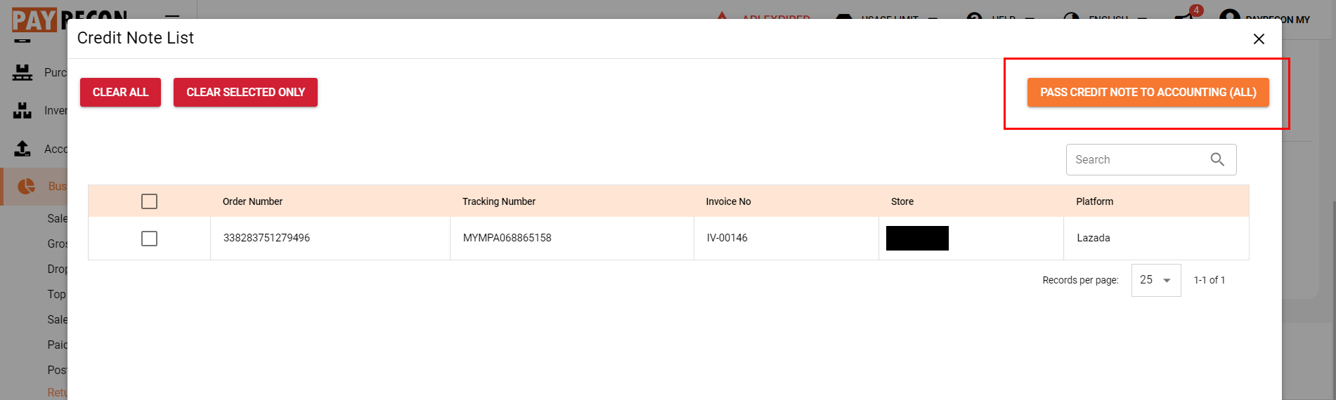 how to create credit note for return refund order to bukku