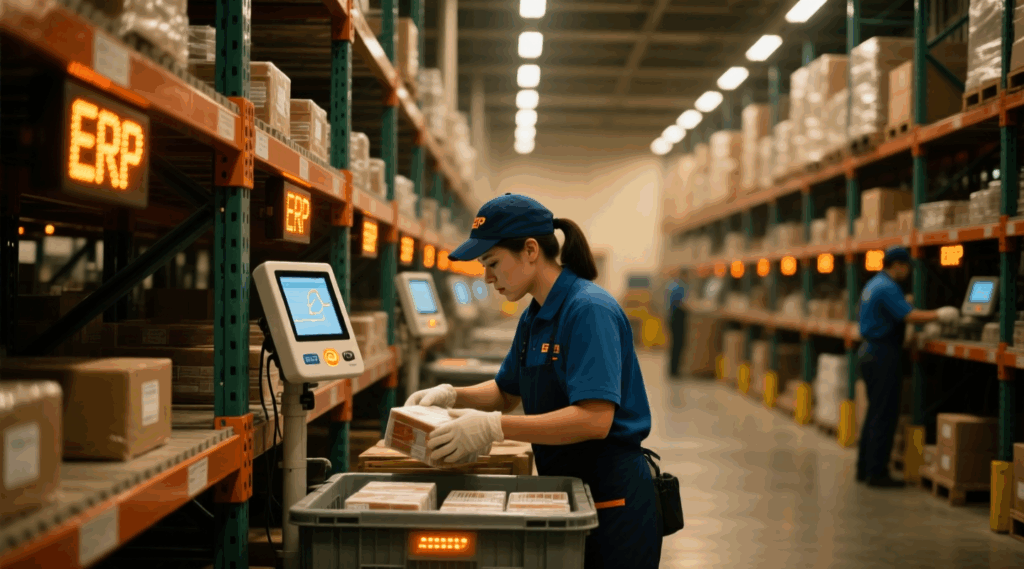 Warm and optimised ERP-guided picking workflow.