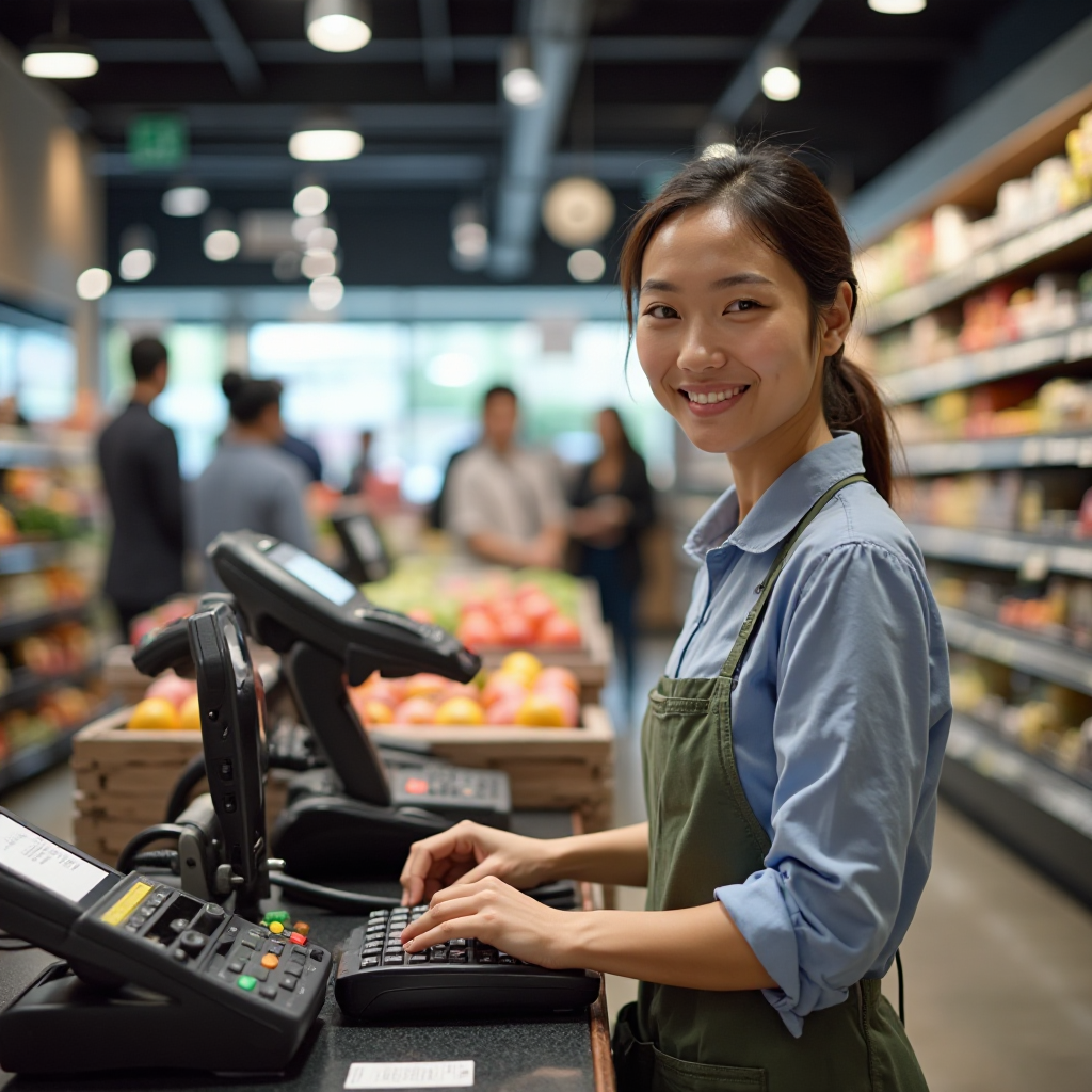 Cashier using PayRecon POS