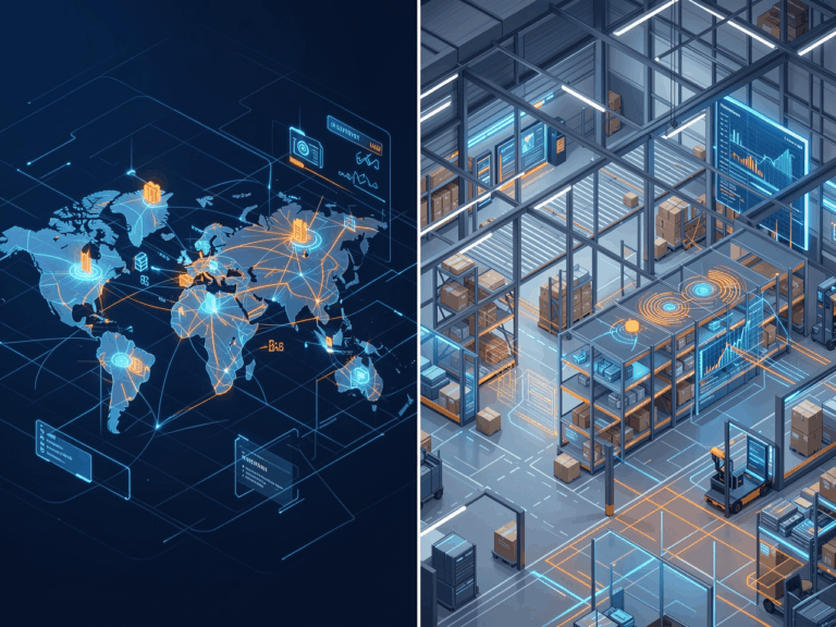 Supply Chain Software vs Warehouse Management System — one manages the global flow of goods, the other controls what happens inside the warehouse.