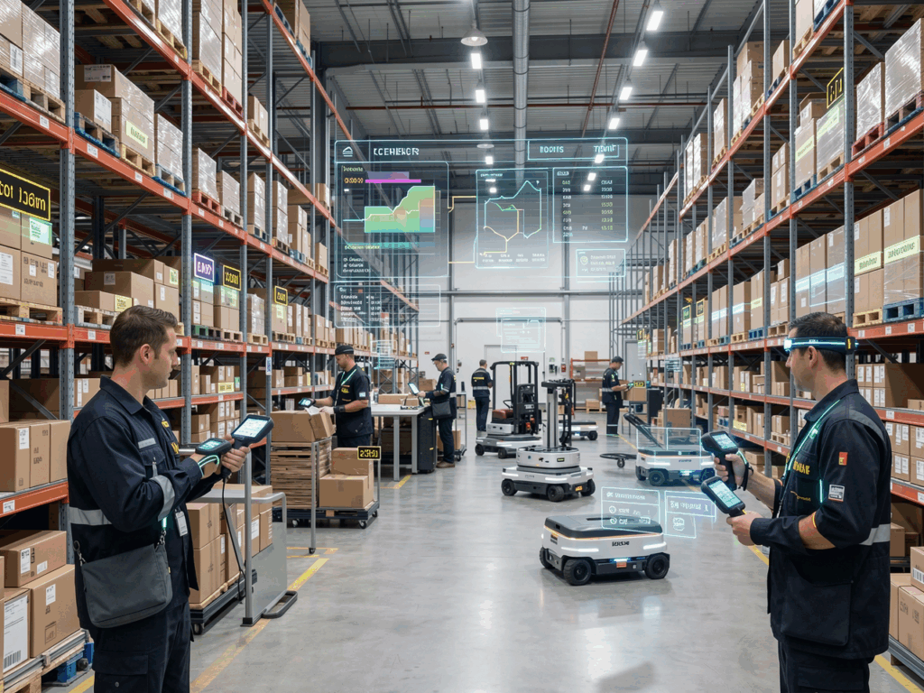A Warehouse Management System (WMS) controls real-time warehouse operations — from receiving and bin tracking to picking and fulfillment.
