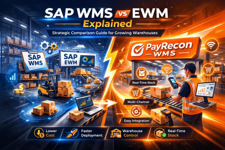 SAP WMS vs EWM comparison with PayRecon WMS warehouse management system for SMEs.