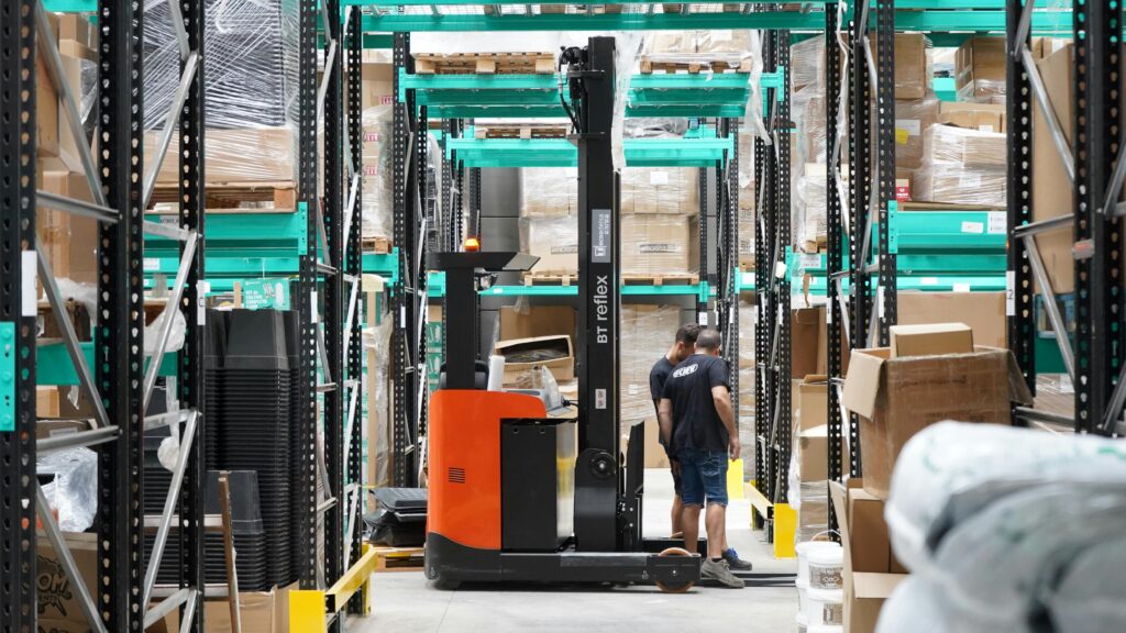wms staff using forklift