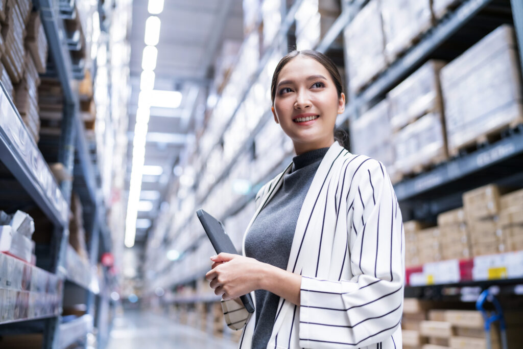 Asian Women after using warehouse system