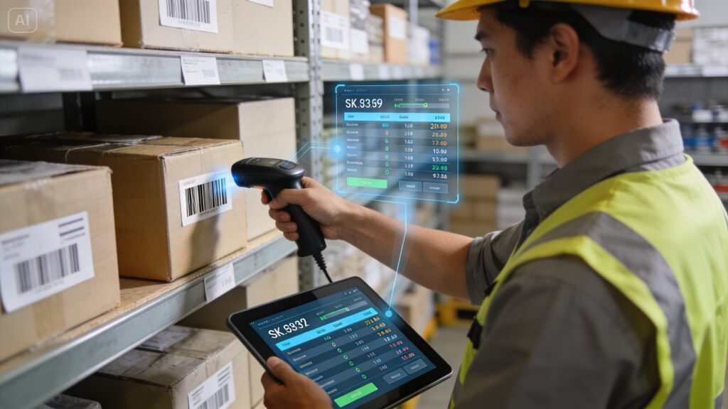 Warehouse stock tracking process supported by SQL Stock Management system