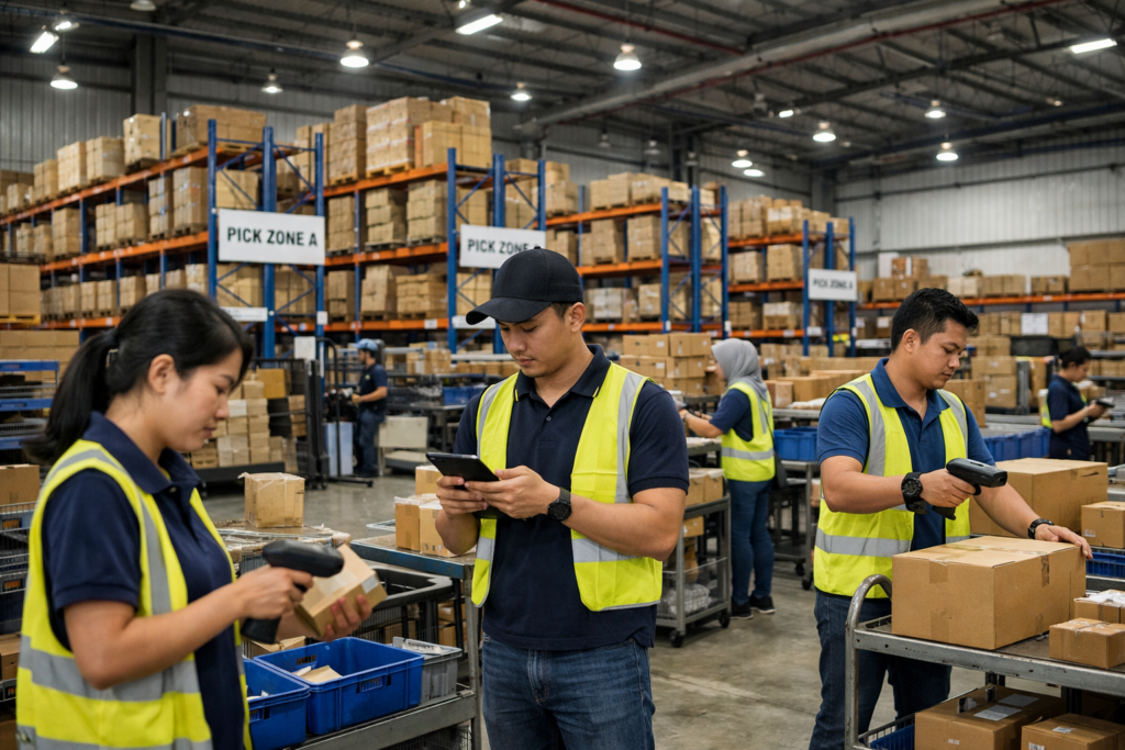 Integrated OMS vs Standalone Software comparison showing structured and efficient warehouse operations in Malaysia