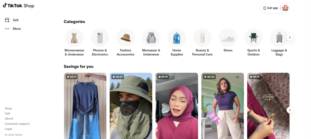 Malaysia e-commerce platforms : Tiktokshop Screenshot