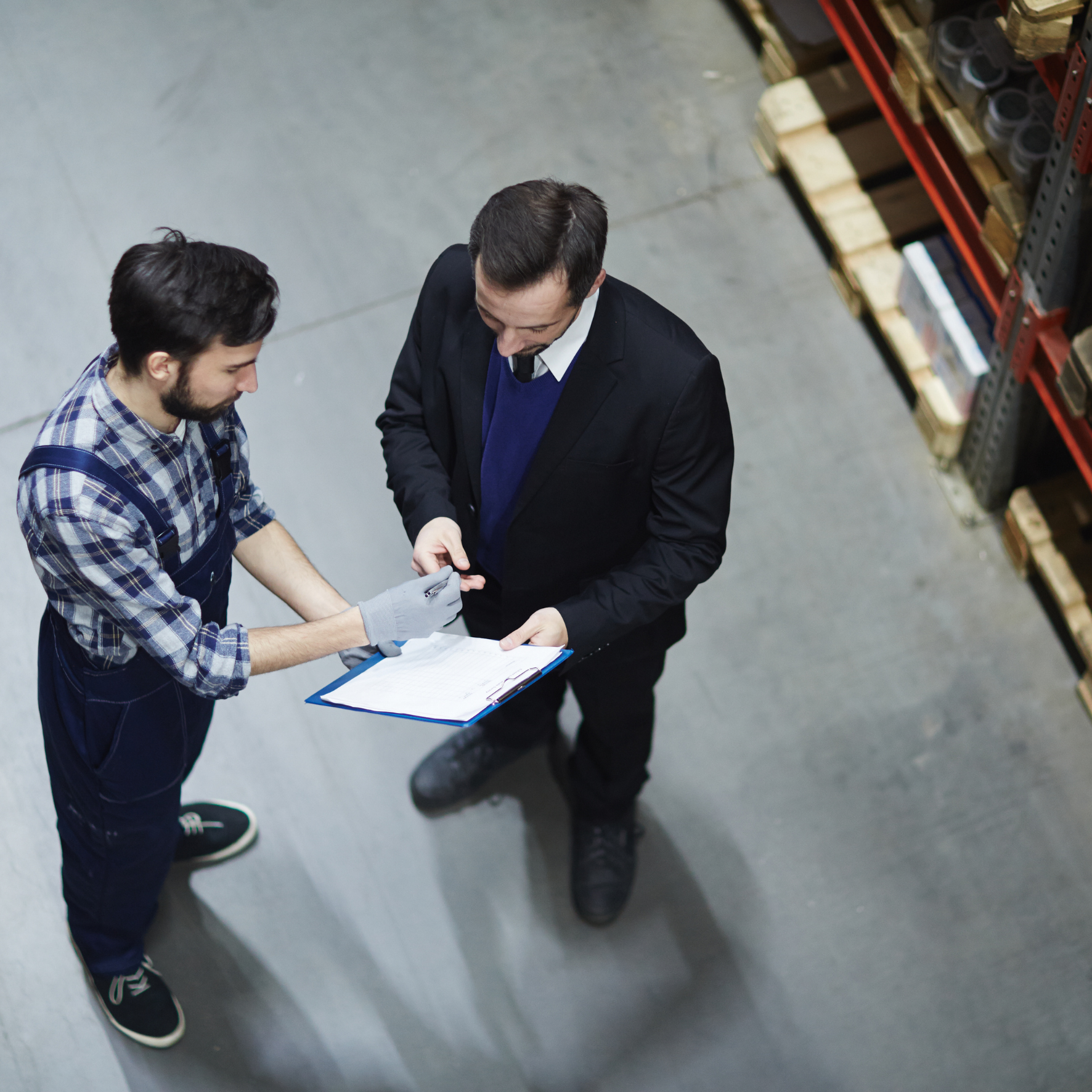 Warehouse receiving management process showing incoming inventory scanning and stock registration in a warehouse inventory system.