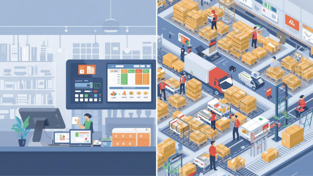 Operational difference between retail POS systems like Xilnex Retail and warehouse management platforms