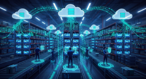 Futuristic Malaysian warehouse with cloud tech Cloud WMS Benefits Malaysia